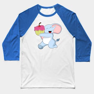 Elephant with Cake Baseball T-Shirt